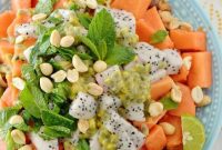 Zesty Papaya Mint Medley with Passion Fruit Balsamic Drizzle