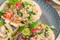 Watercress Quinoa Tostadas: Earthy Mushrooms, Sweet Strawberries, and Juicy Grapes