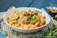 Four-Cheese Risotto with Roasted Cauliflower and Crispy Chickpea Crunch