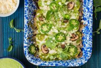 Creamy Poblano Watercress Enchiladas with Hearty Mushrooms