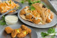 Golden Fried Avocado Tacos with Tangy Jicama Slaw