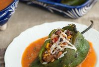 Vibrant Vegan Southwestern Chile Relleno with Tangy Garlic Tomato Salsa