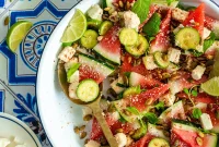 Vibrant Watermelon Cucumber Salad with Queso Fresco and Cotija