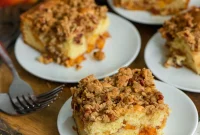 Golden Peach Coffee Cake with Sweet Pecan Crumble