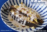 Warm Baked Plantains with Boozy Cinnamon Crema