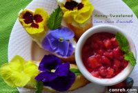 Honey Drizzled Strawberry Bruschetta with Floral Cream