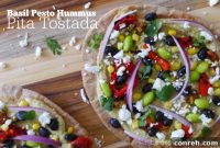 Crispy Basil Pesto Hummus Pita Tostadas