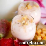 Horchata with Cactus Pear Syrup, Cantaloupe and Walnuts