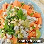 Minty Papaya Salad with Passion Fruit Balsamic Vinaigrette Dressing