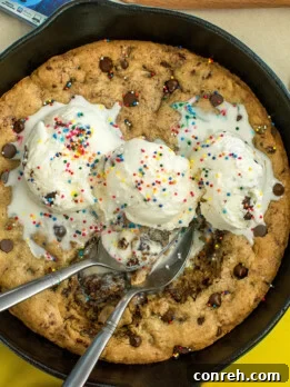 Delicious Mexican Chocolate Chip Skillet Cookie