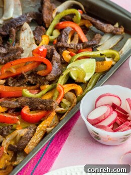 Vibrant Sheet Pan Beef Fajitas with bell peppers and onions