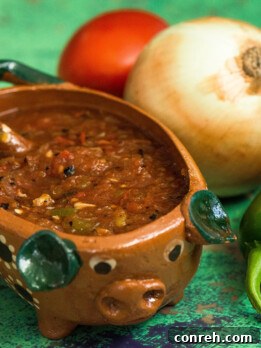 A vibrant bowl of freshly made Salsa Asada, showcasing its rich texture and color, ready to be enjoyed.