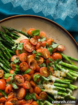 Vibrant Caprese Style Roasted Asparagus on a Platter
