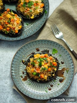 quinoa stuffed balsamic mushrooms