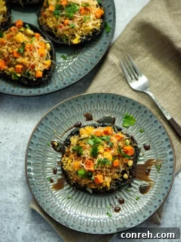 quinoa stuffed balsamic mushrooms