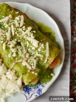 Green Enchiladas stuffed with shrimp & veggies