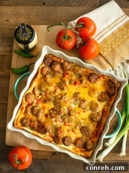 Overnight Breakfast Casserole with Sausage and Pico de Gallo