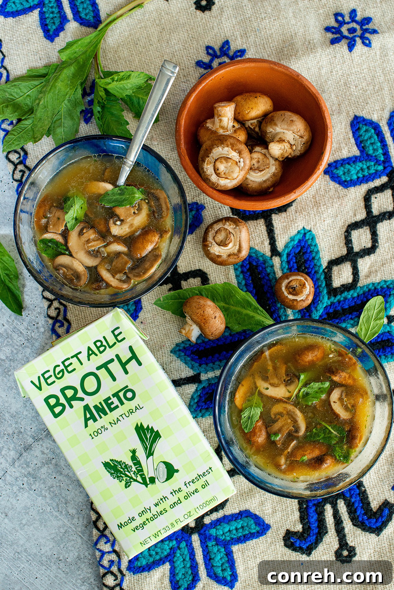 Wild Mushroom Epazote Soup 4 Mushroom Epazote Soup in a bowl with a spoon