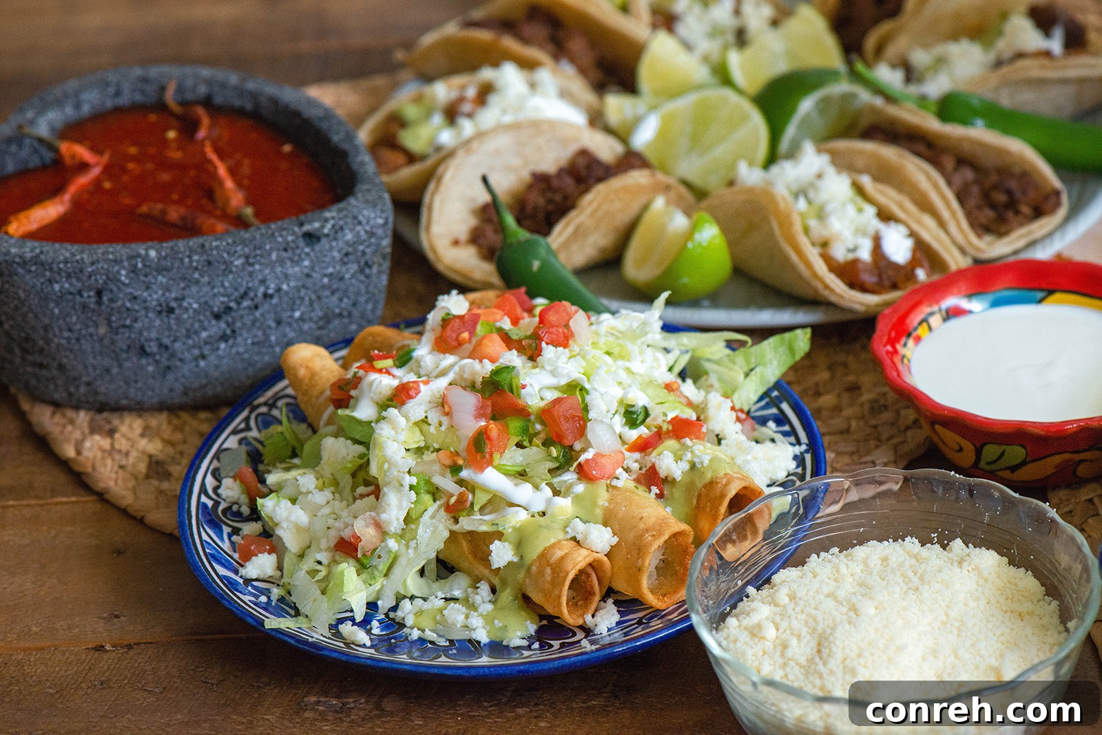 A close-up of different types of tacos, showcasing the variety of fillings and toppings.