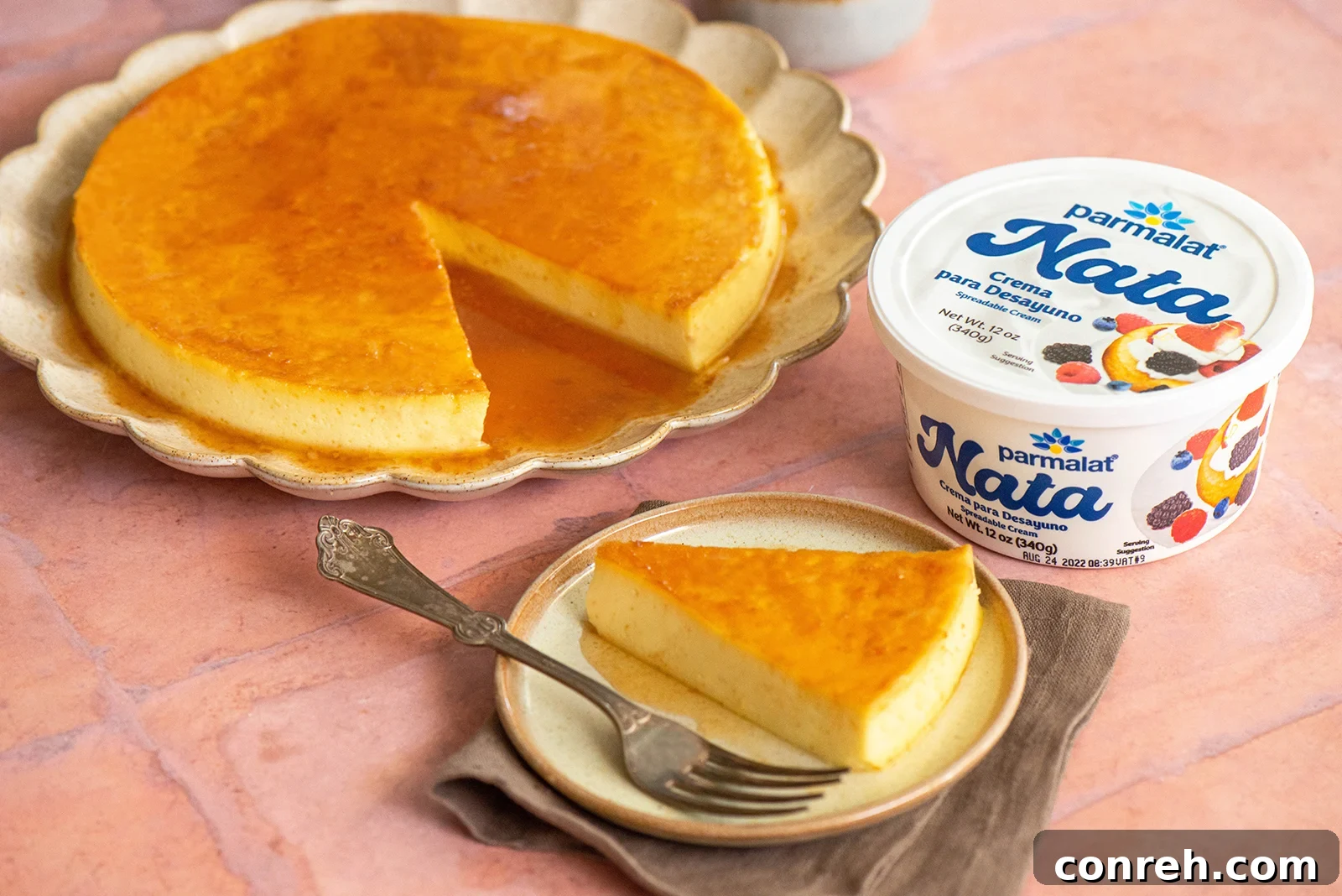 Creamy Caramel Custard 3 Close-up of a beautifully set Flan de Nata with caramel sauce