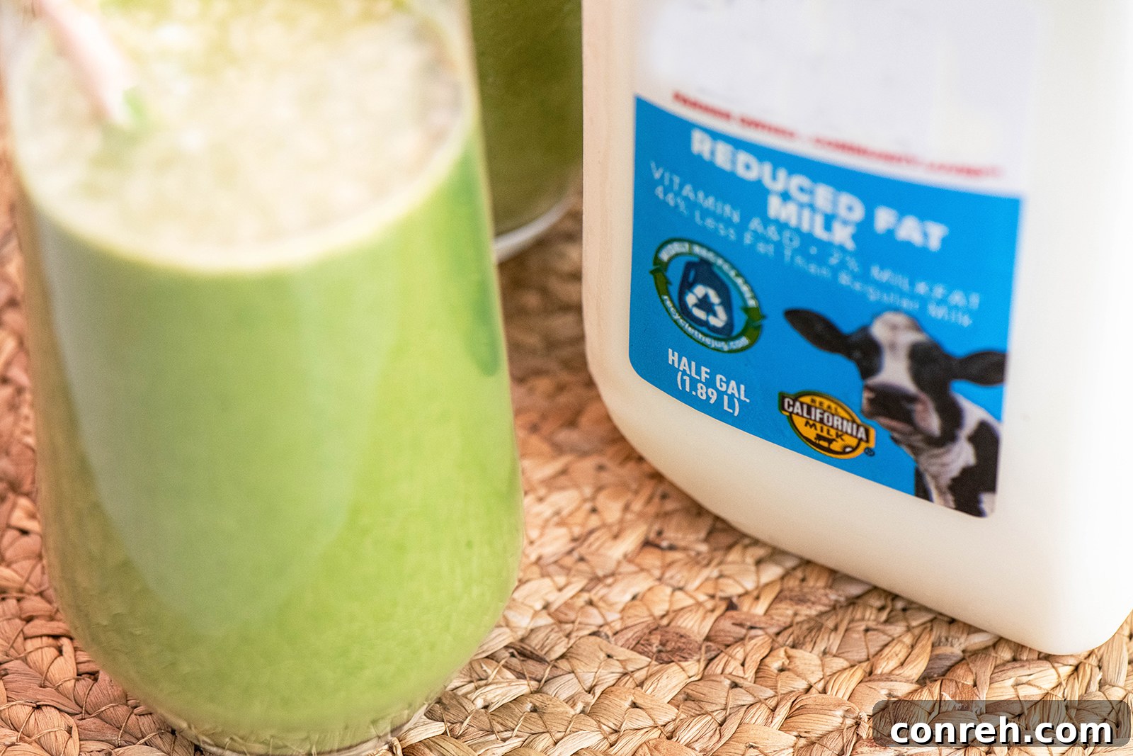 Overhead shot of Green Goddess Smoothie ingredients and a blender