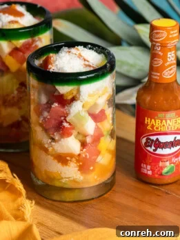 Gazpacho Moreliano, a Mexican fruit salad with hot sauce and cheese