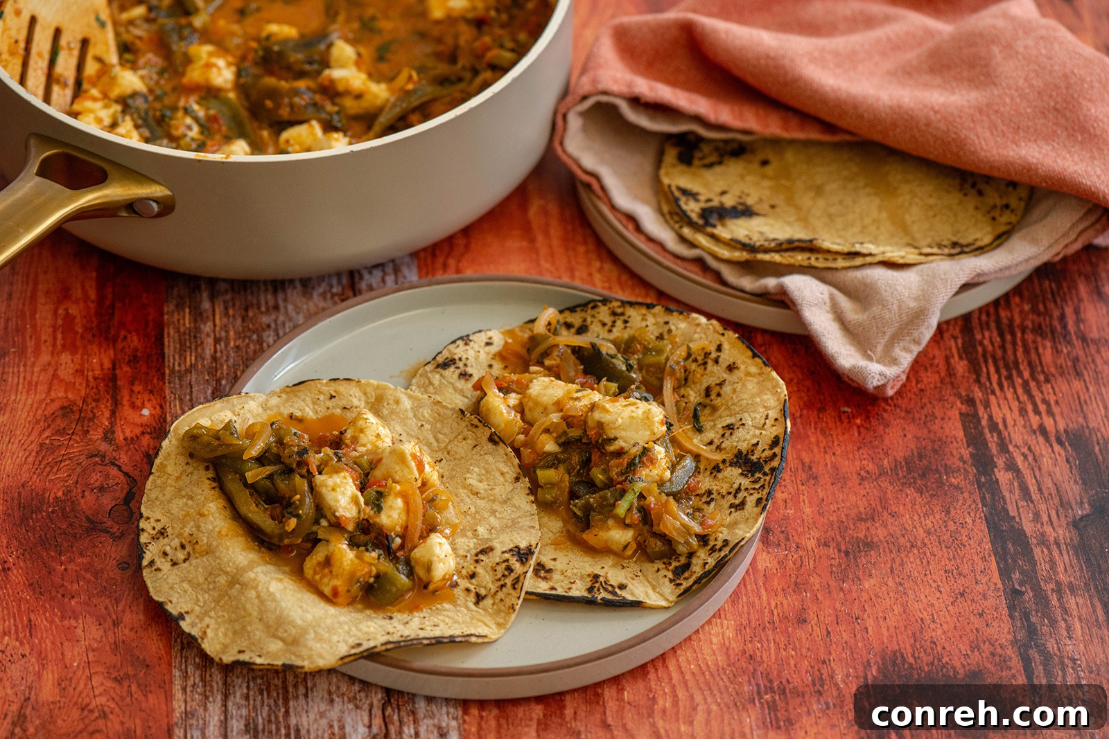 Close-up of freshly made Queso Fresco Watercress Salsa, ready to be served