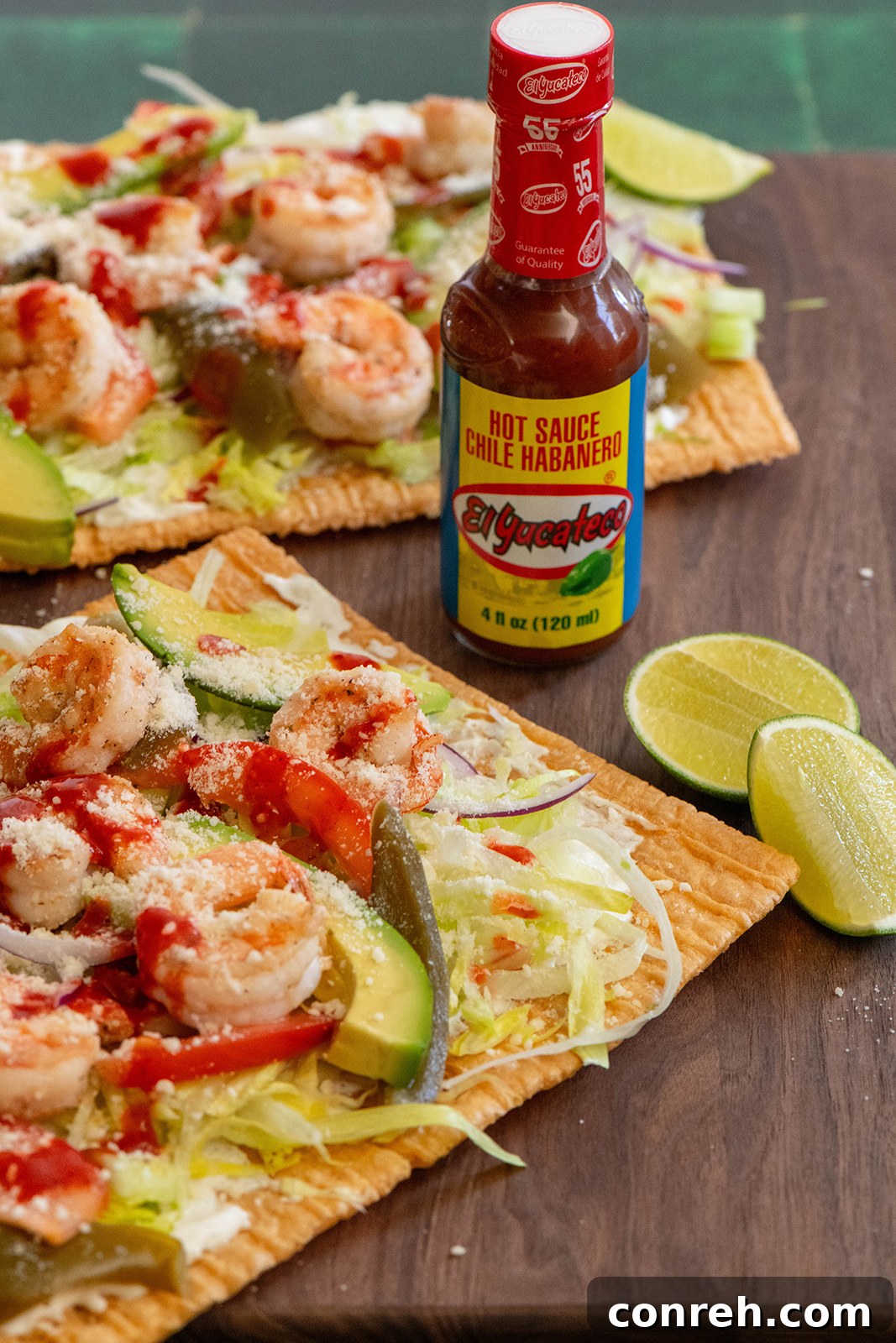Shrimp Chilindrinas with fresh toppings