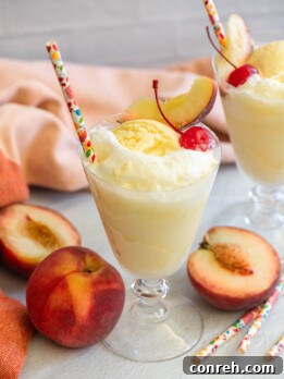 Delicious Peach Ice Cream Float ready to be enjoyed