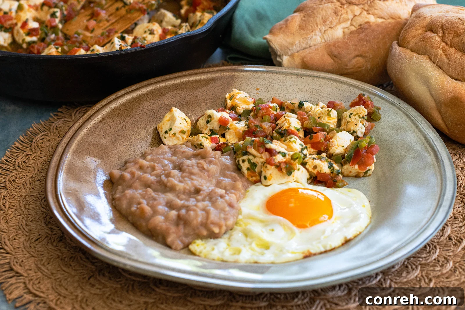 Mexican Panela Cheese 3 Close-up of Panela a la Mexicana cooking in a skillet
