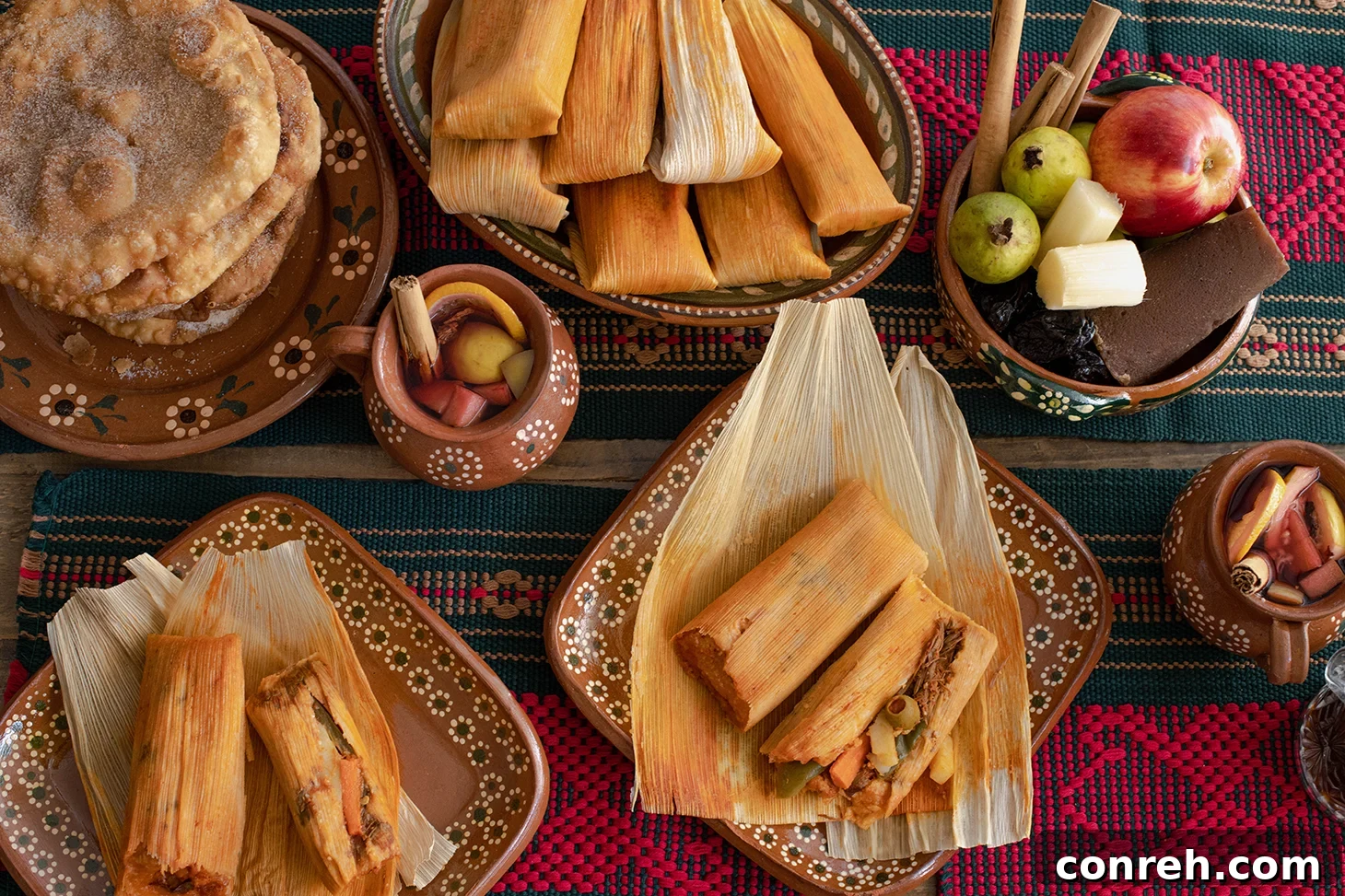 Detailed shot of flavorful red chile beef tamales