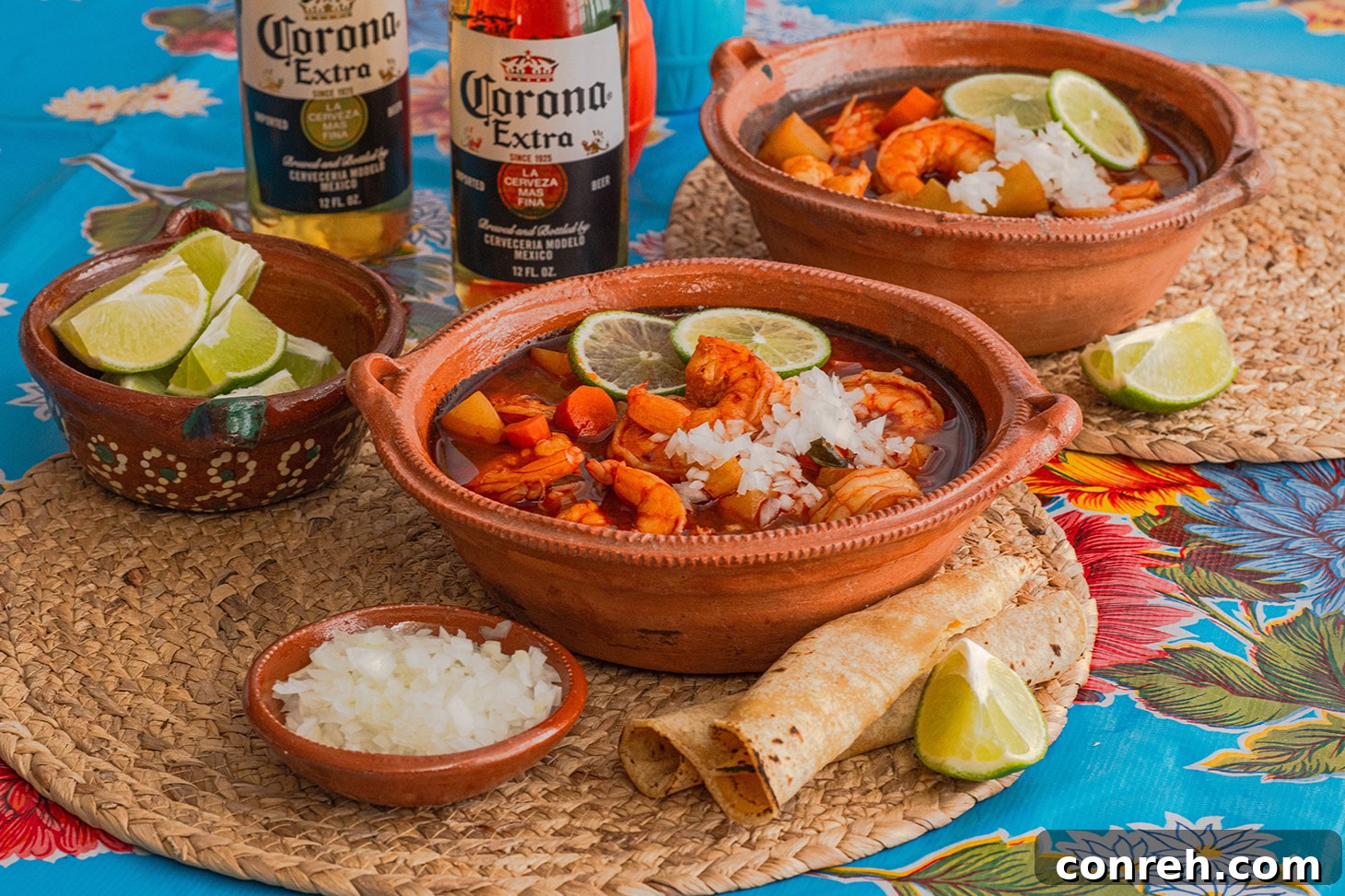 Close-up of fresh shrimp, a key ingredient for Caldo de Camarón.