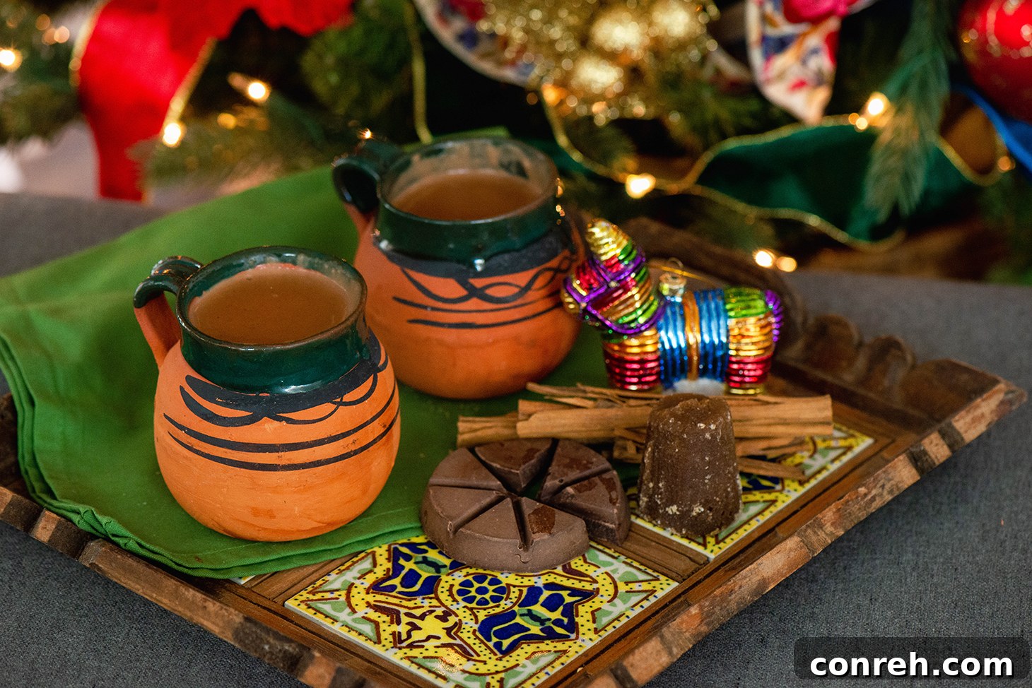 Champurrado served with Mexican pastries