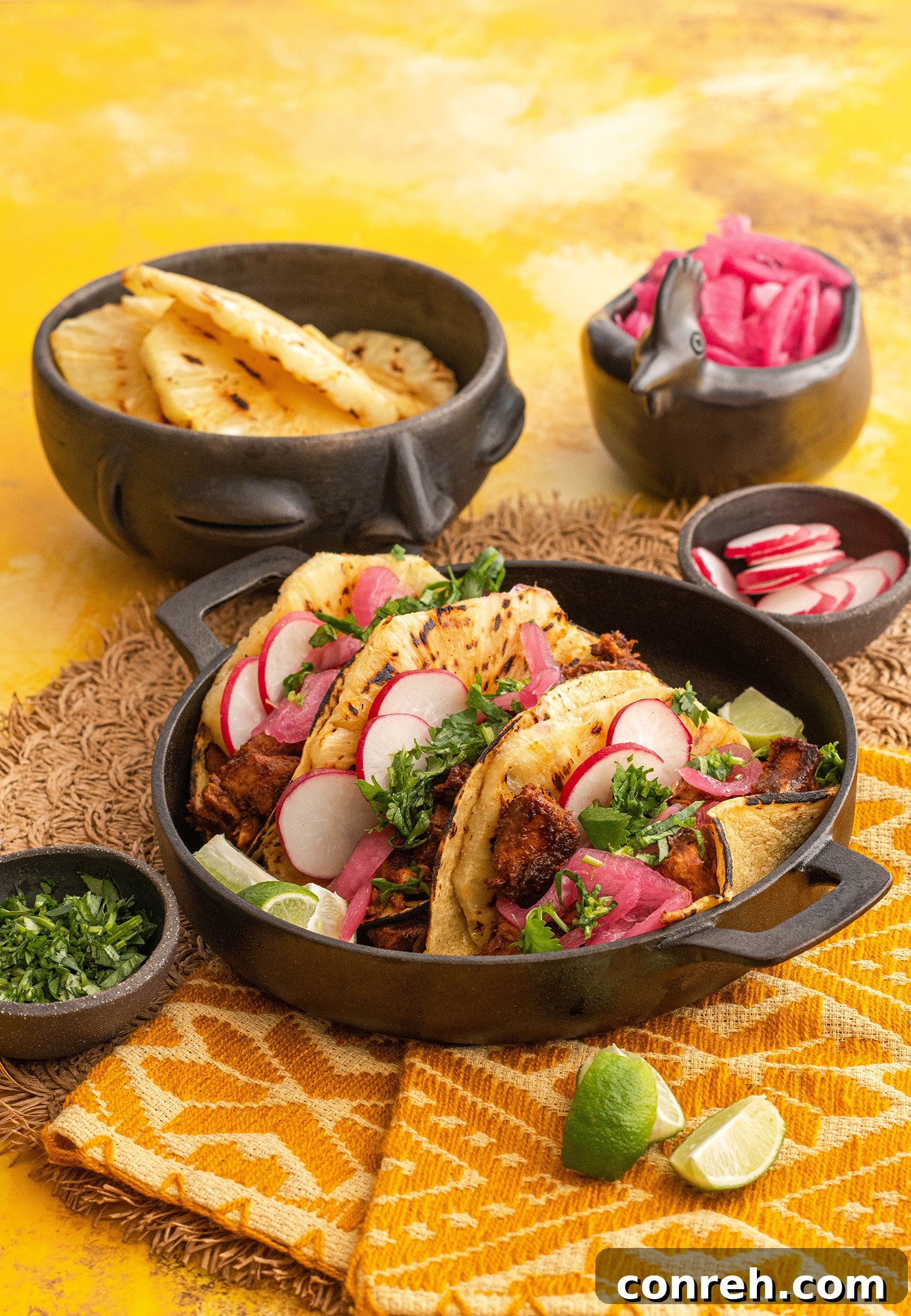 Tacos al Pastor cooking on a trompo