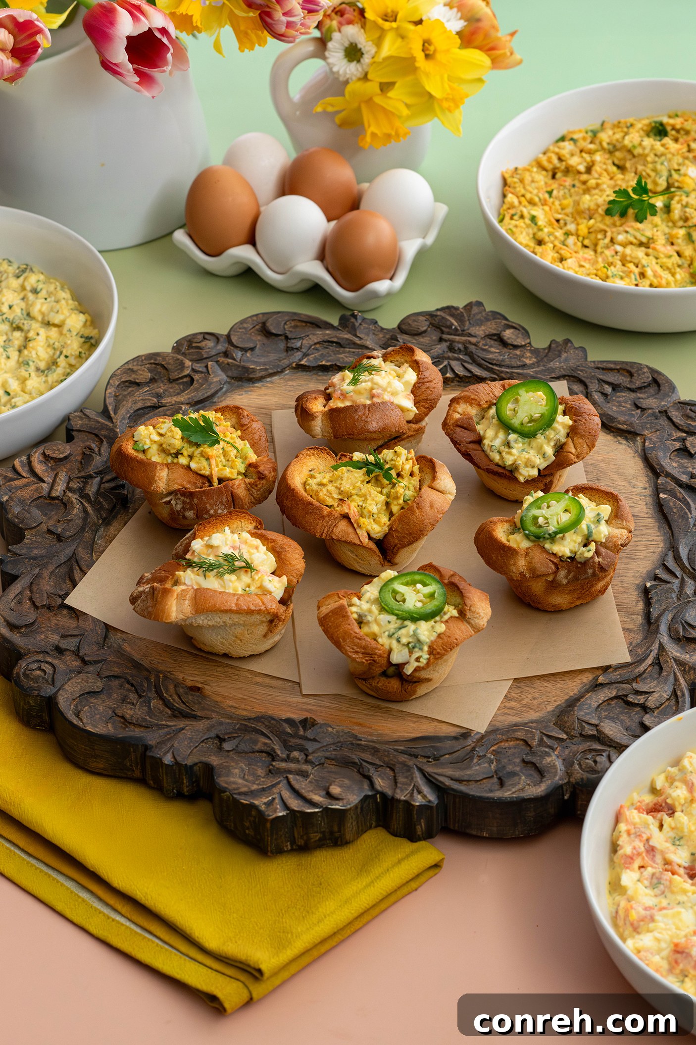 Delicious Egg Salad Bread Cups with fresh ingredients