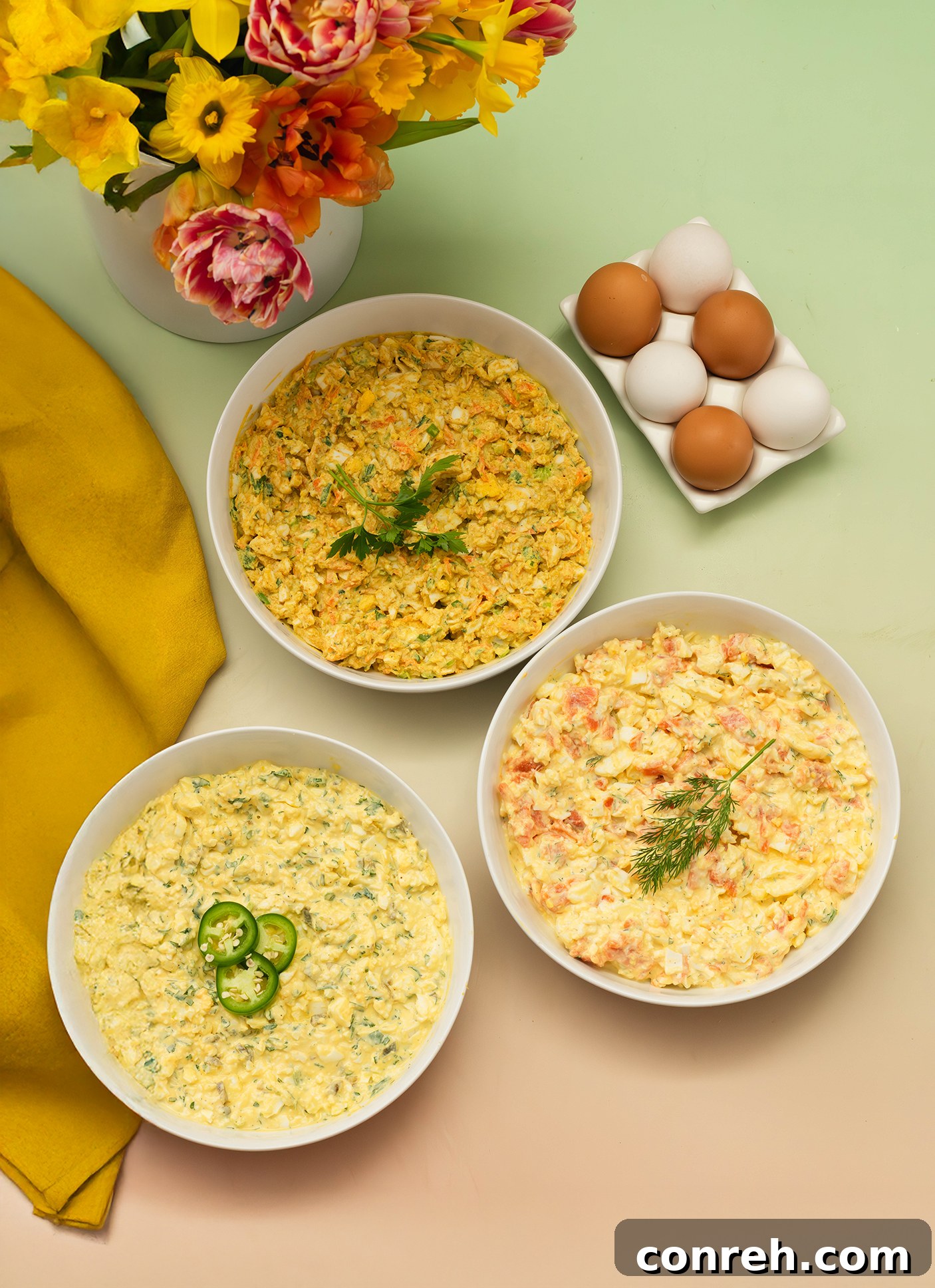 A selection of egg salad bread cups, perfect for spring gatherings.