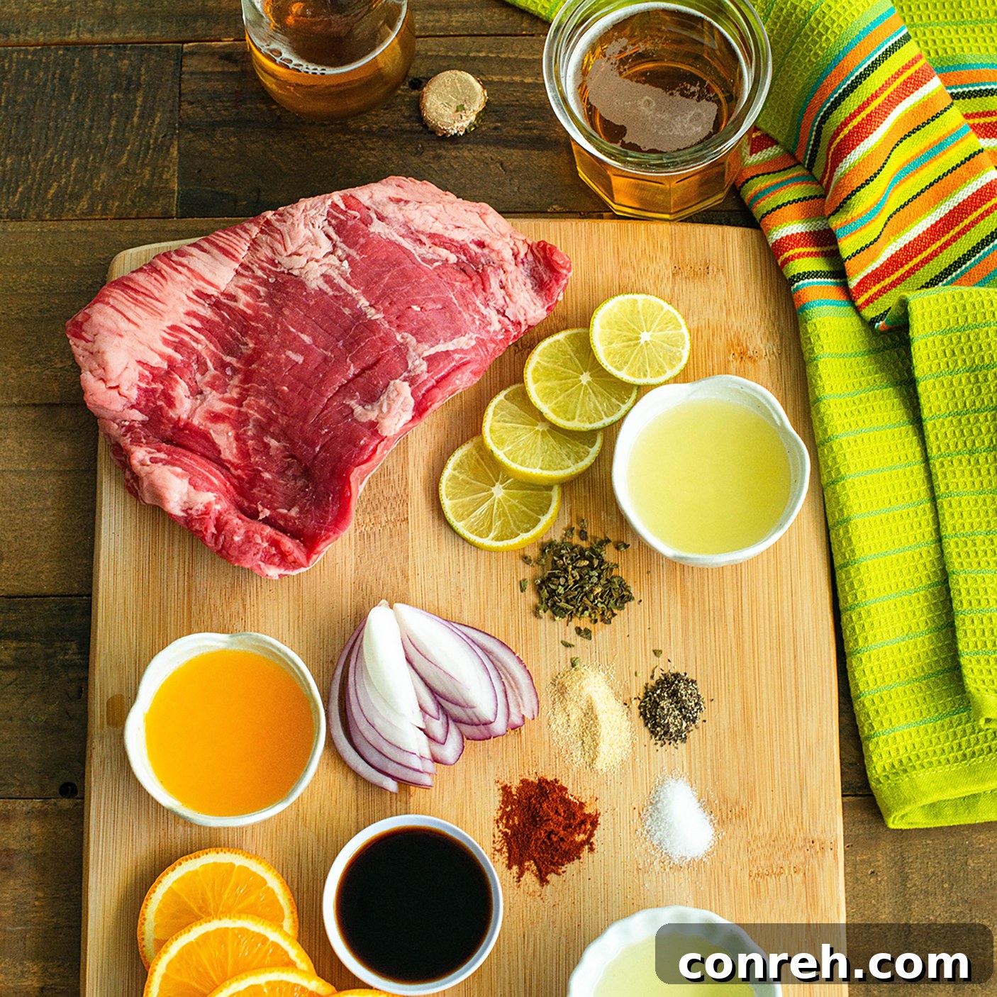 Marinating Carne Asada in a bowl
