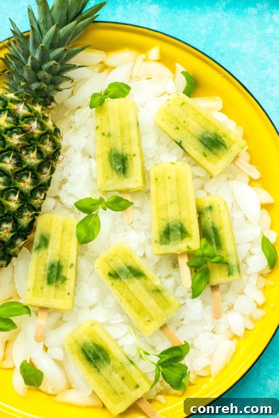 Pineapple Basil Paletas
