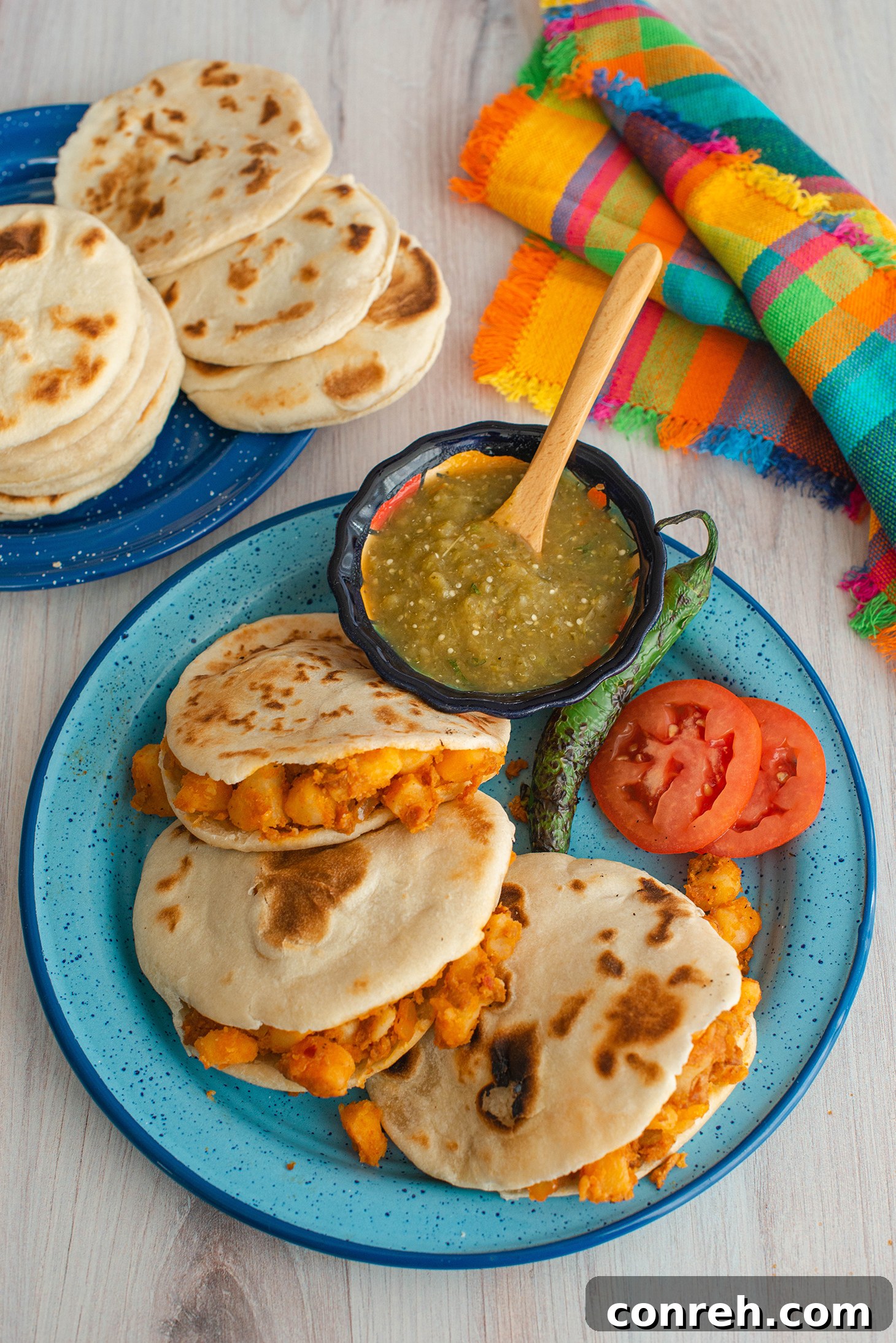 Hearty Potato and Chorizo Gorditas 3 Papas con chorizo filling ready to stuff gorditas