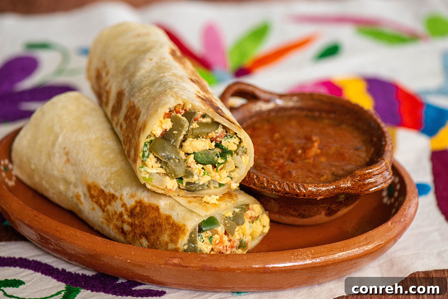 Fresh Cactus and Egg Burrito served with salsa