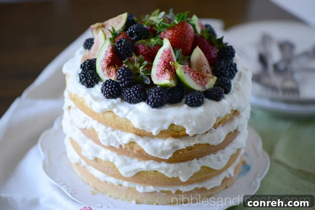 Naked Cake with Berries and Figs
